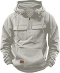 Men Tactical Hoodies Quarter Zip Long Sleeve Hooded Sweatshirts