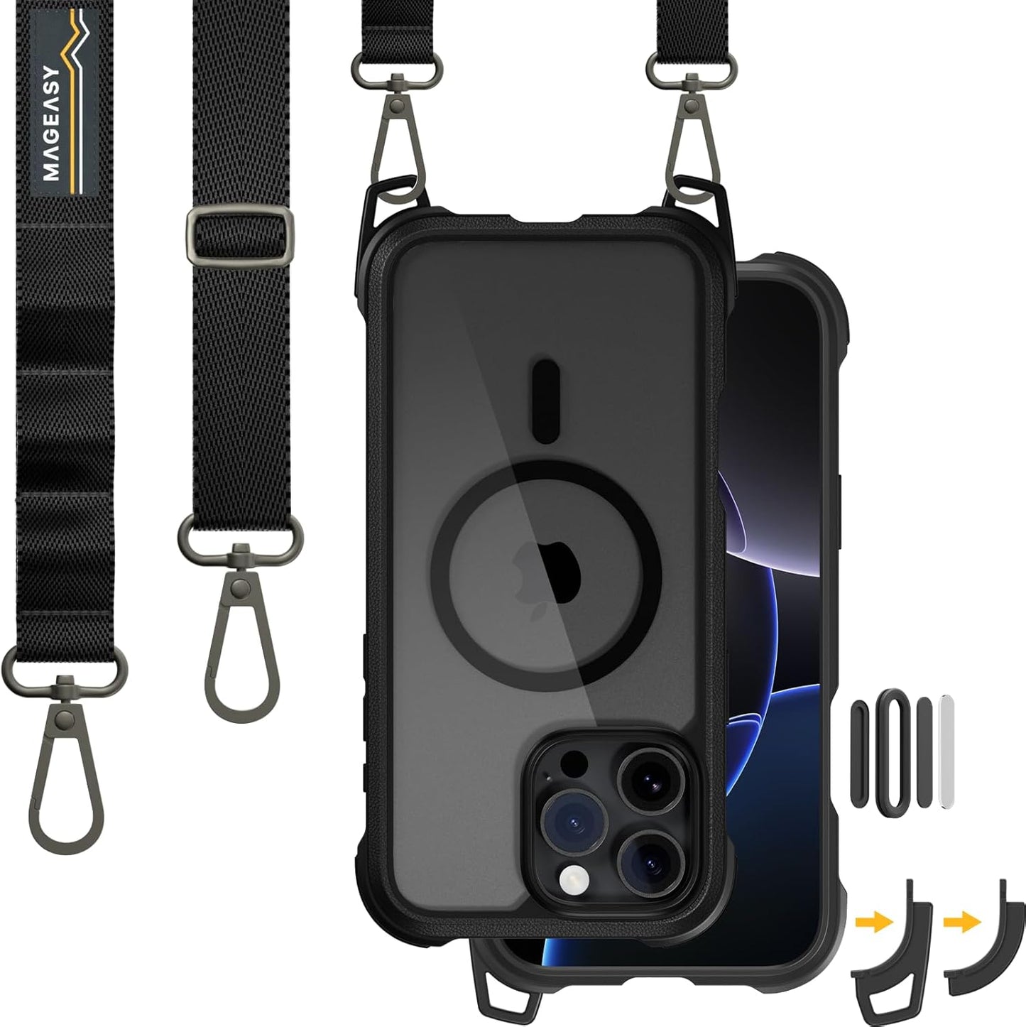 MAGEASY iPhone 16 Pro Max Case with Strap for Ultimate Protection