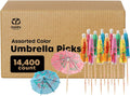 Vibrant Cocktail Umbrella Picks - 14,400 Pack - Rikkel Corp.