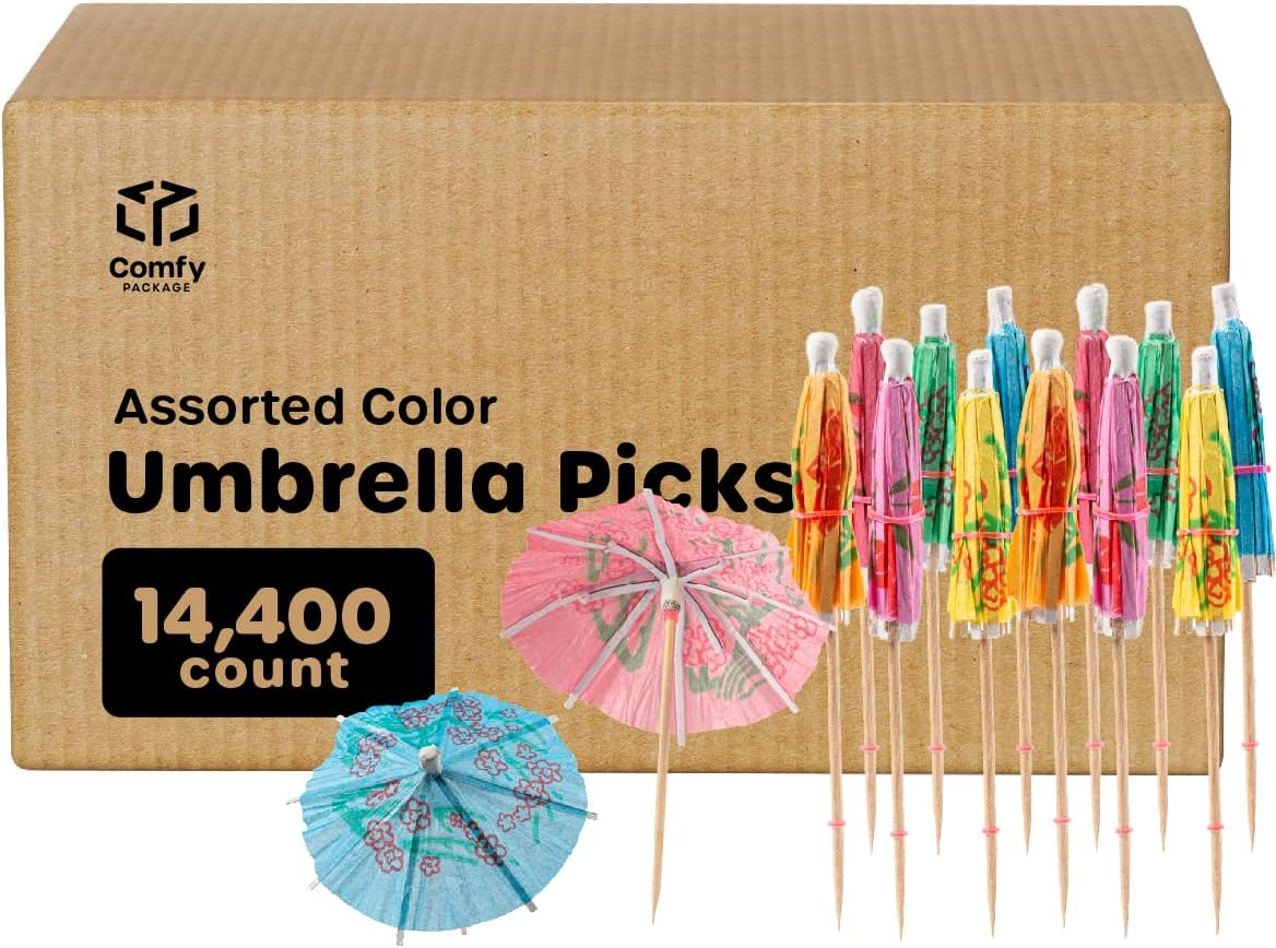 Vibrant Cocktail Umbrella Picks - 14,400 Pack - Rikkel Corp.