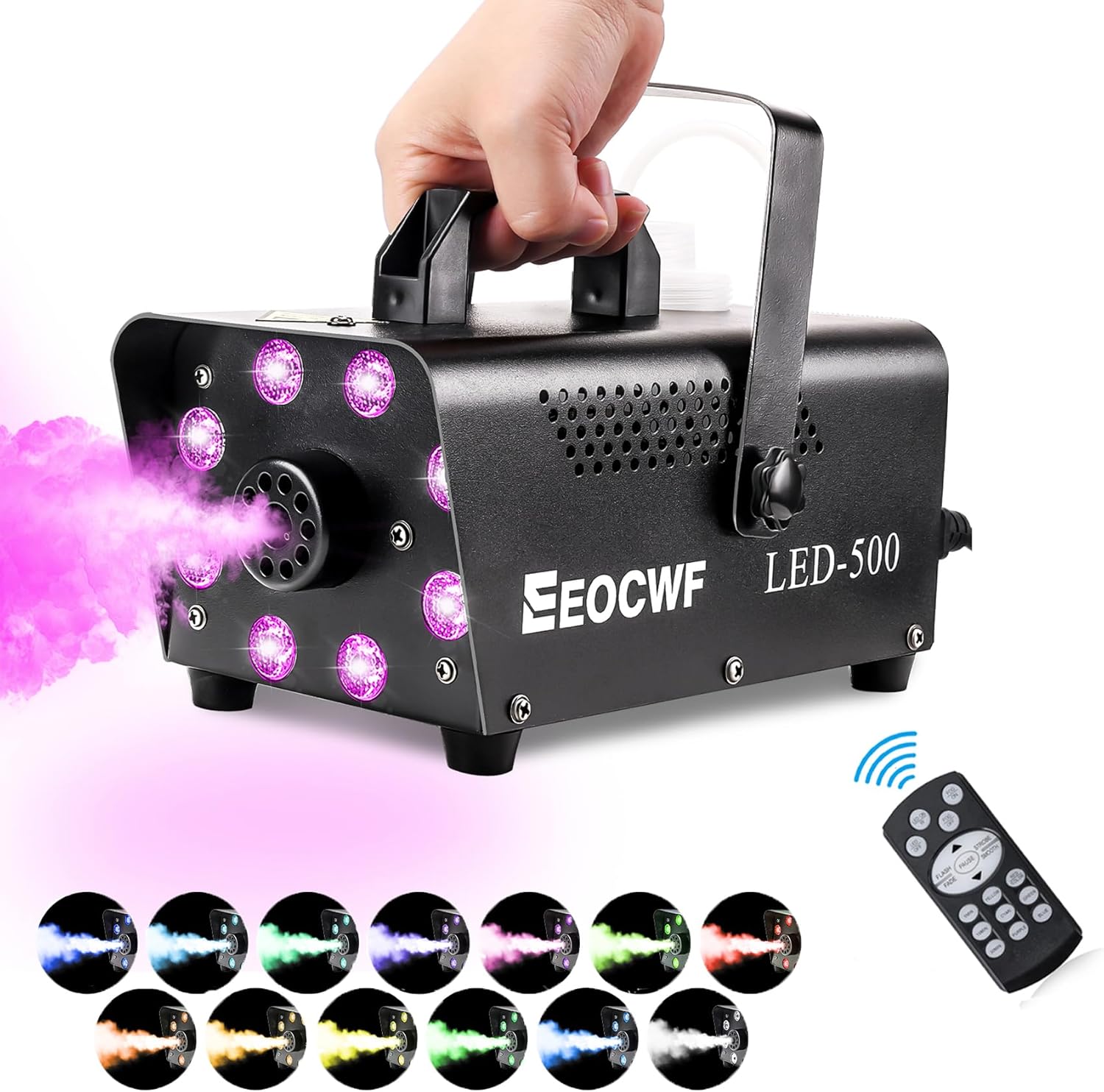 Upgraded Fog Machine with 2000CFM Output and 13-Colors Lights