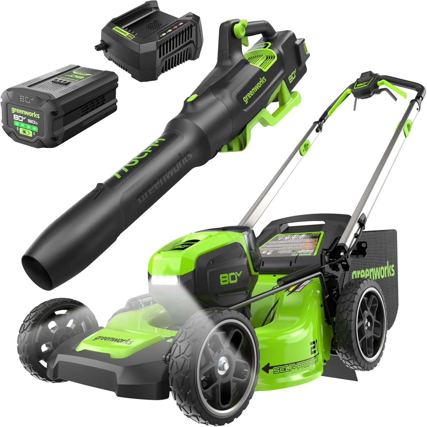 Greenworks 80V Self-Propelled Lawn Mower and Blower Combo
