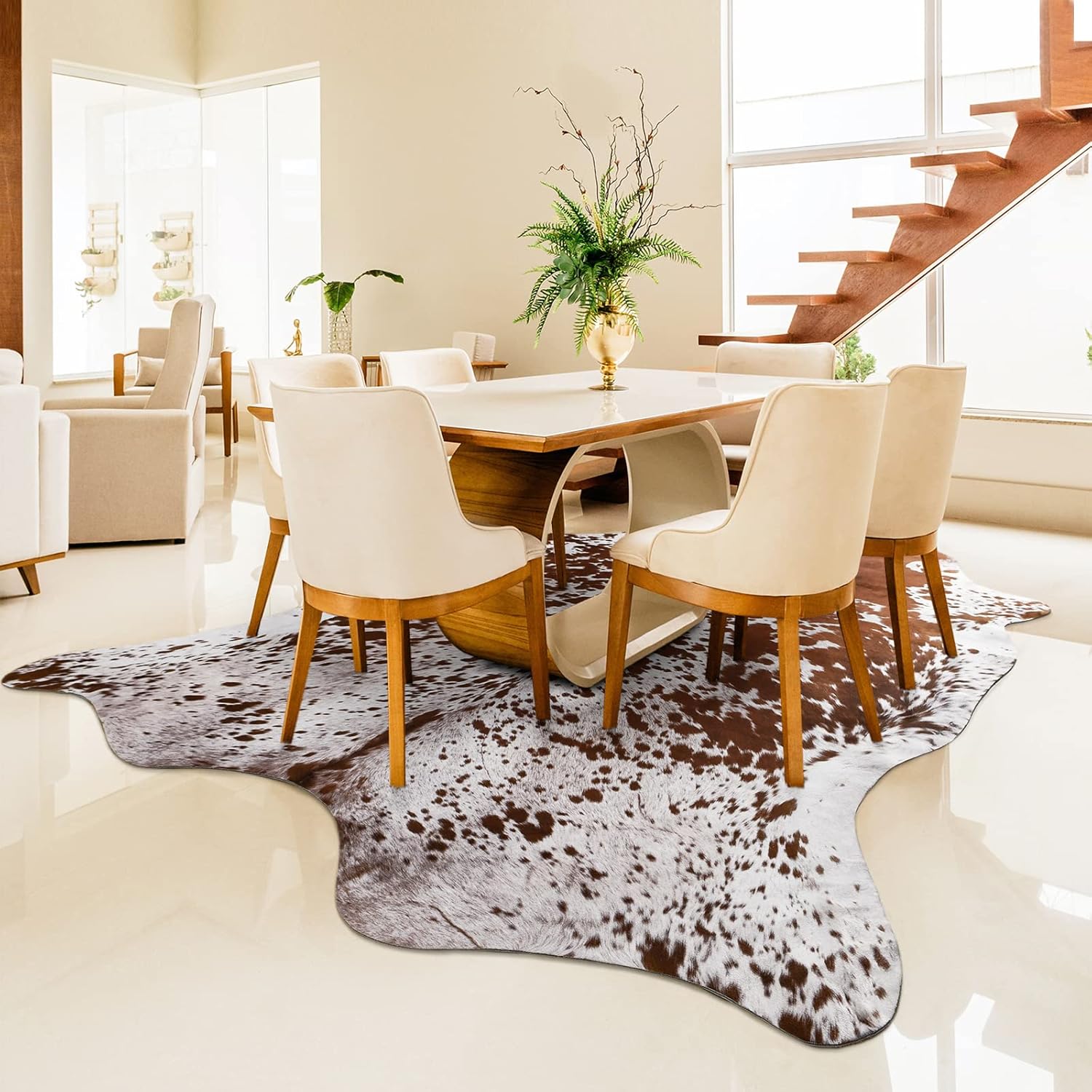 Easycozy Faux Cowhide Large Cow Print Rug for Home Decor