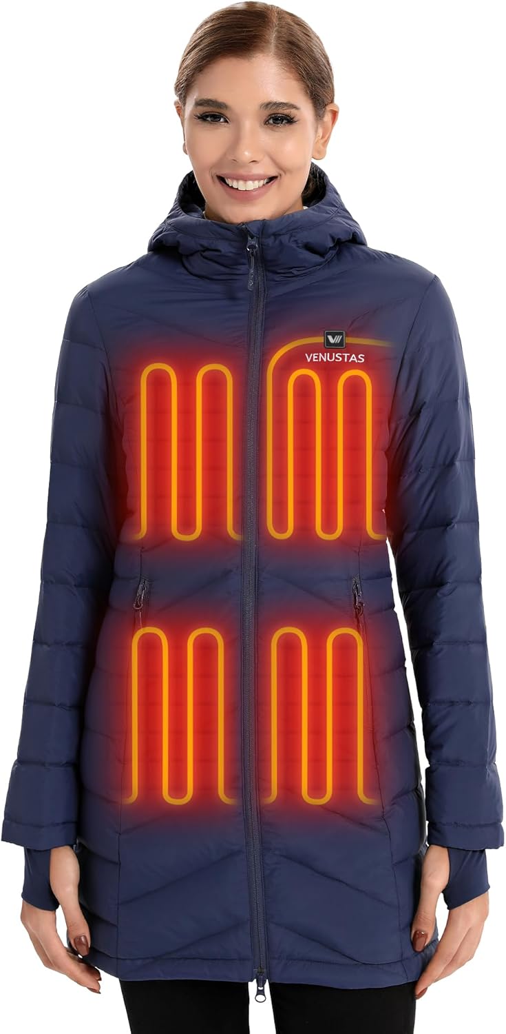 Venustas Women's Long Heated Down Jacket for Outdoor Activities