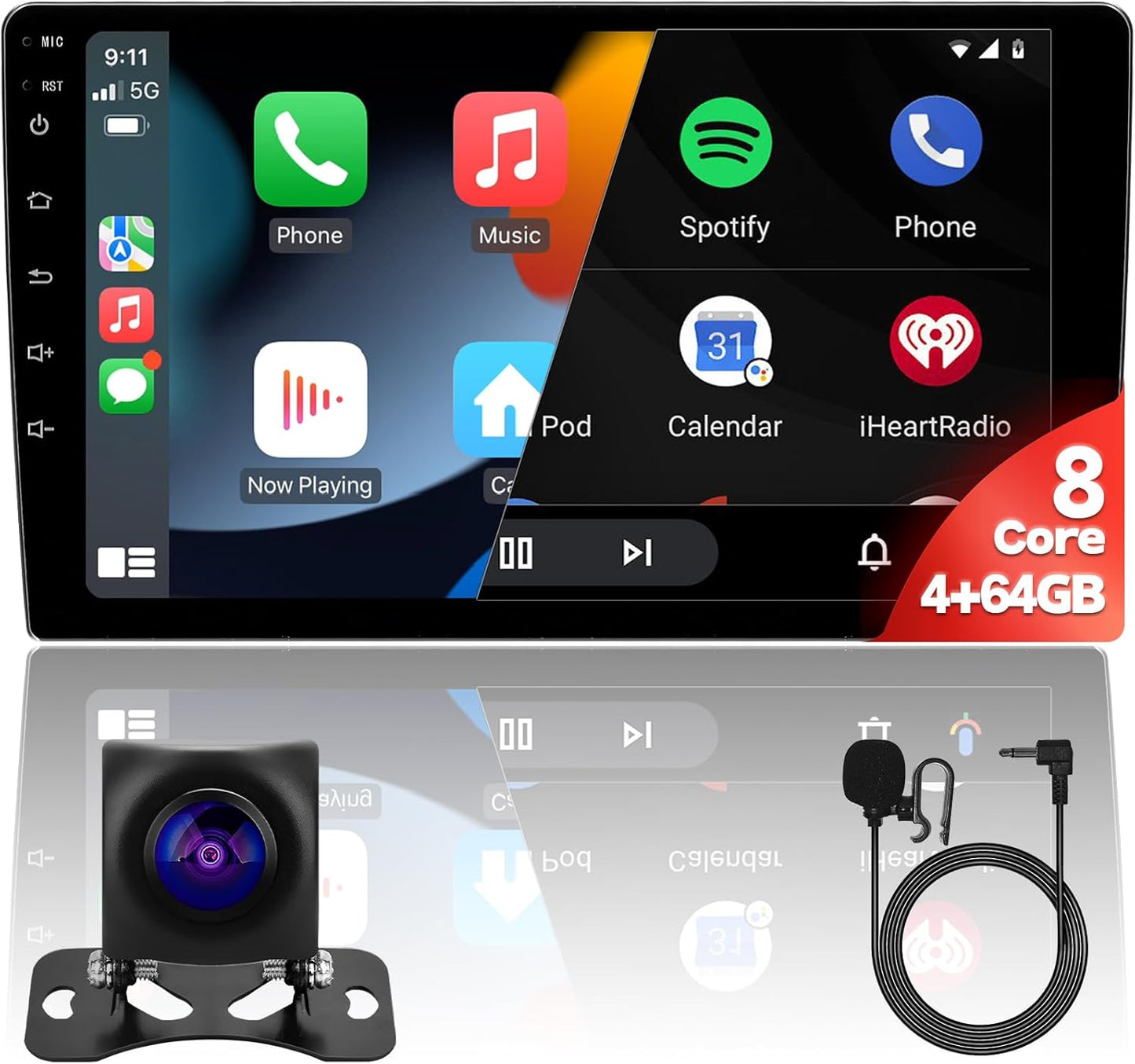 9ft' Android Double Din Car Stereo with GPS and Apple CarPlay