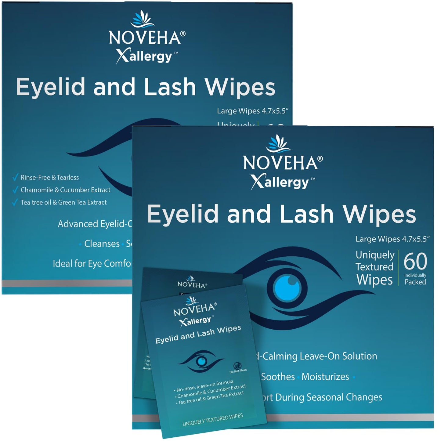 NOVEHA Allergy Relief Eyelid Wipes for Itchiness & Redness