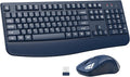 Wireless Keyboard and Mouse Combo Blue - Ergonomic Full-Sized Set