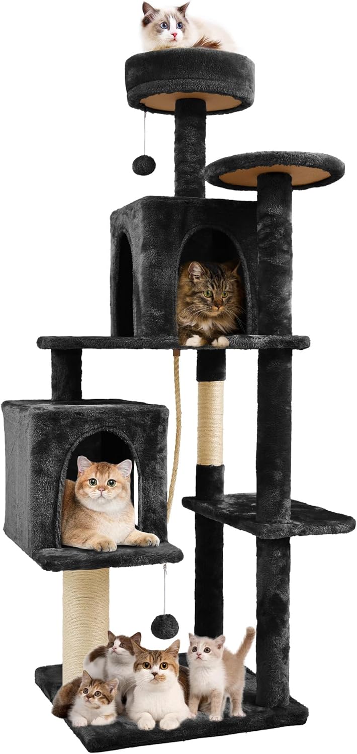 58.5in Large Cat Tree Tower Condo for Indoor Cats and More