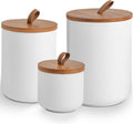 White Ceramic Canister Set with Bamboo Lids, 3-Piece - Airtight