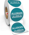 Allergen Warning Stickers 12 Pack - 1 in Teal Shellfish Labels