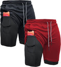 Mens Athletic 2-in-1 Gym Workout Running 7ft Shorts - Towel Loop