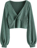 ZAFUL Ribbed Cropped V-Neck Knit Top - Flattering Everyday Crop