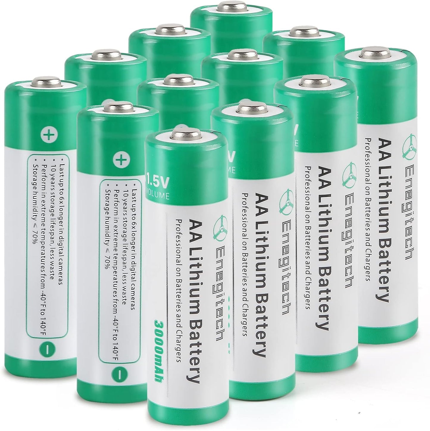 Enegitech 1.5V AA Lithium Batteries - 12 Pack for Extended Life
