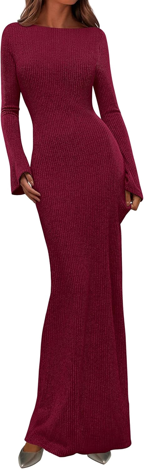 PRETTYGARDEN Women's Fall Fashion Long Sleeve Maxi Dress