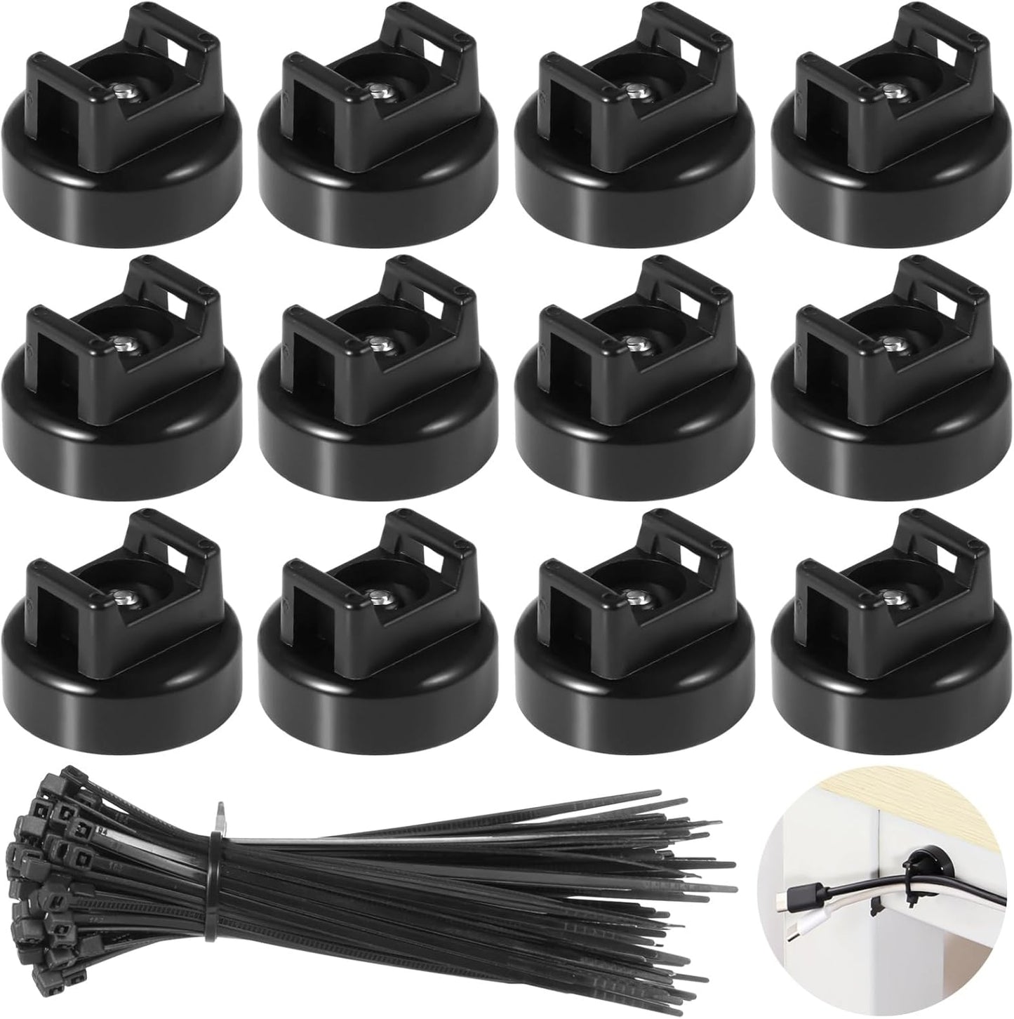 50 Pcs Magnetic Cable Zip Tie Mounts - Tidy Cables!