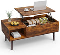 Lift Top Coffee Table with Hidden Storage - Compact Rising Center