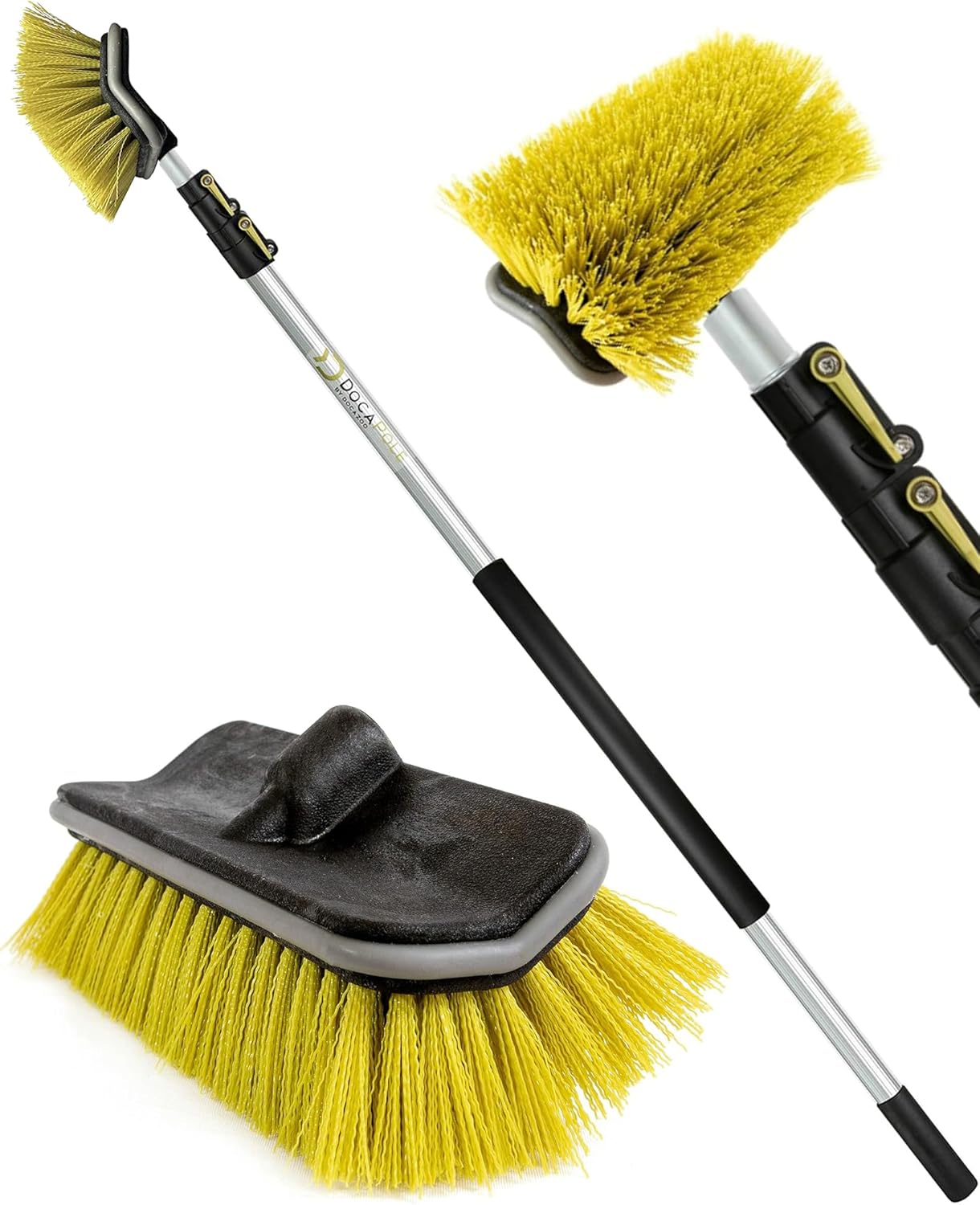 DocaPole 12 Ft Long-Handle Scrub Brush for Outdoor Cleaning