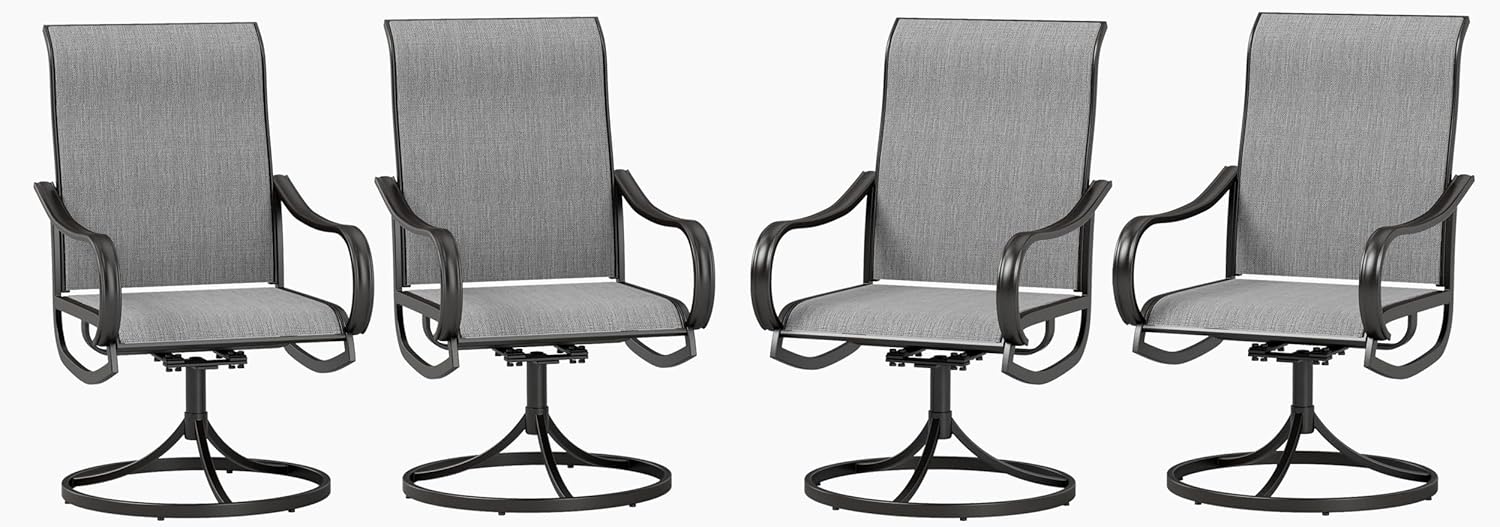 PHI VILLA Patio Swivel Dining Chairs Set of 4 for Outdoors