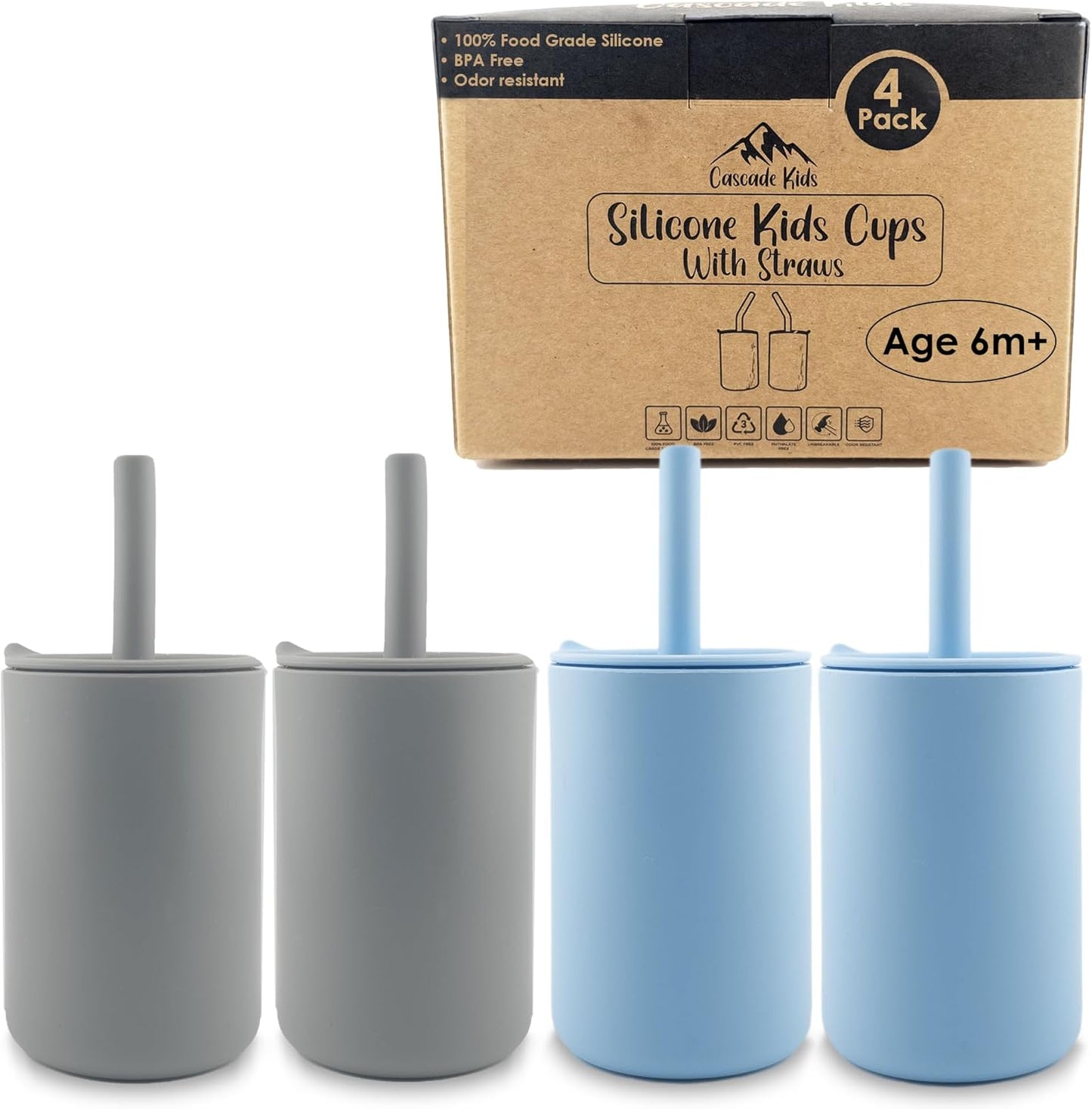 Silicone Toddler Smoothie Cups with Straw for Easy Drinking