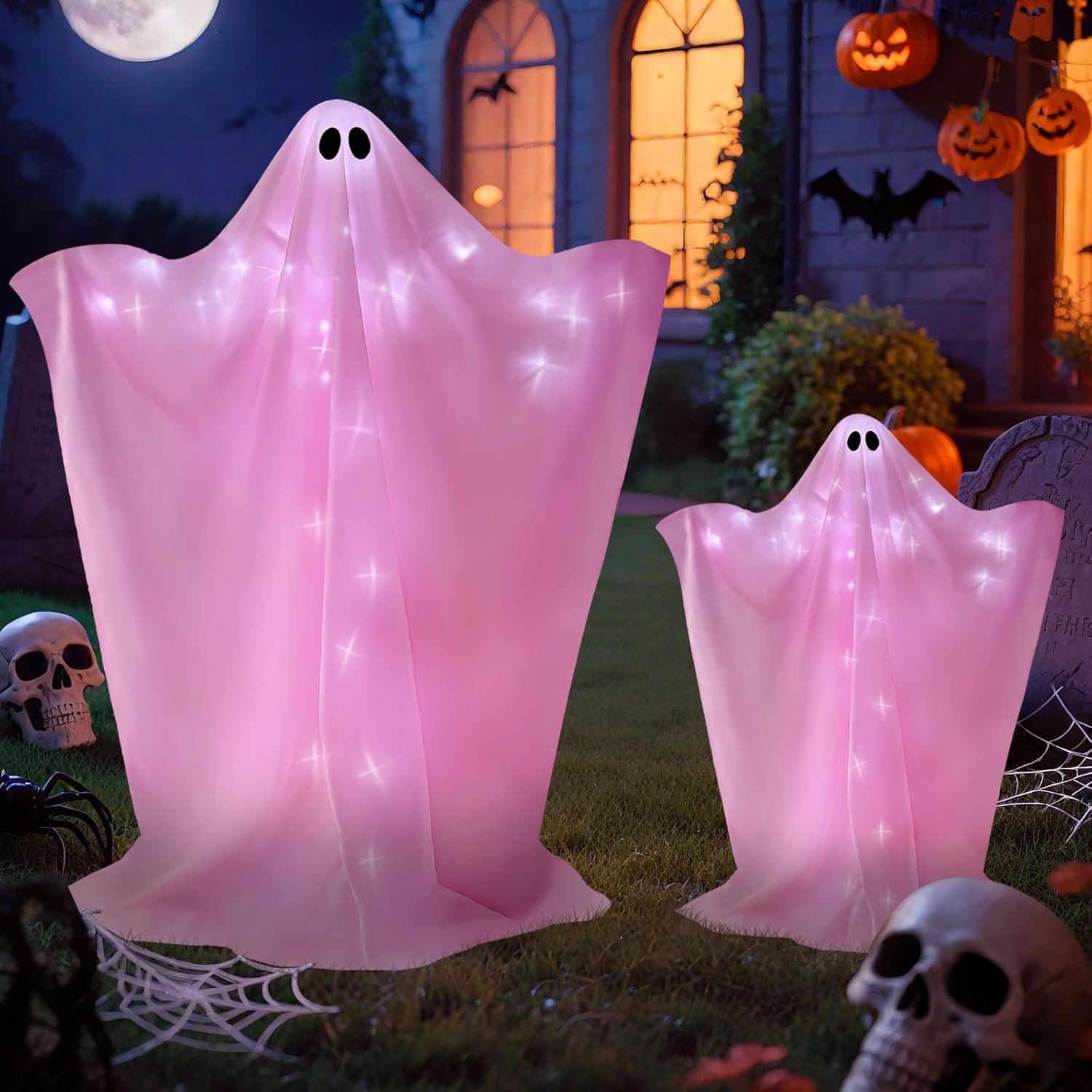 Large Pink Outdoor Ghost Decorations for Halloween Parties