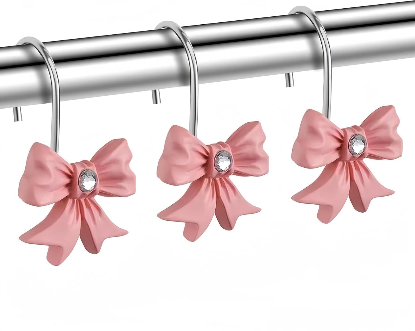 Rust-Proof Pink Bow Shower Hooks Set by ZGXL