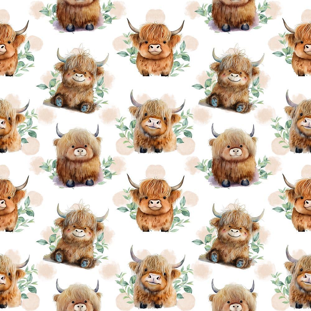 Cute Baby Highland Cows Fabric by Sew Creative - 100% Cotton