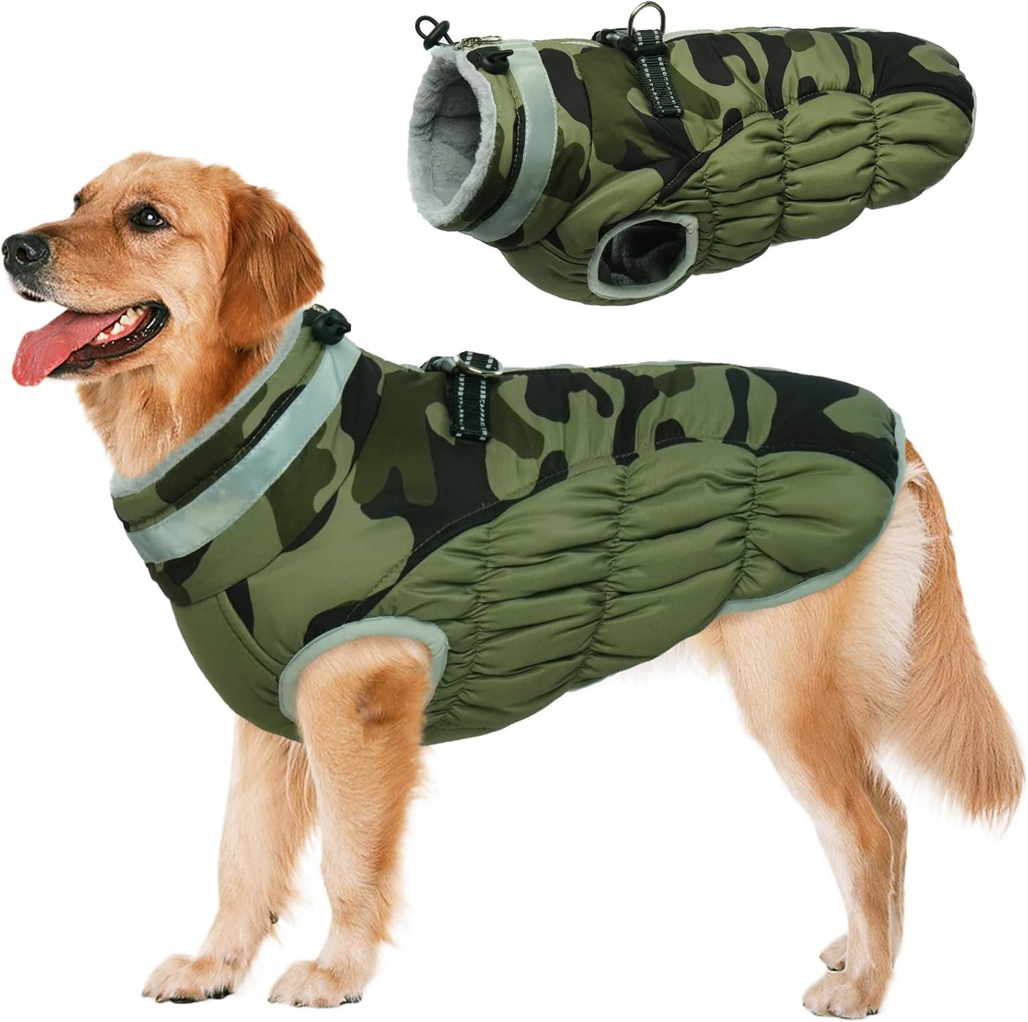 Lelepet Dog Coat Warm Winter Jacket for Large Dogs with Harness