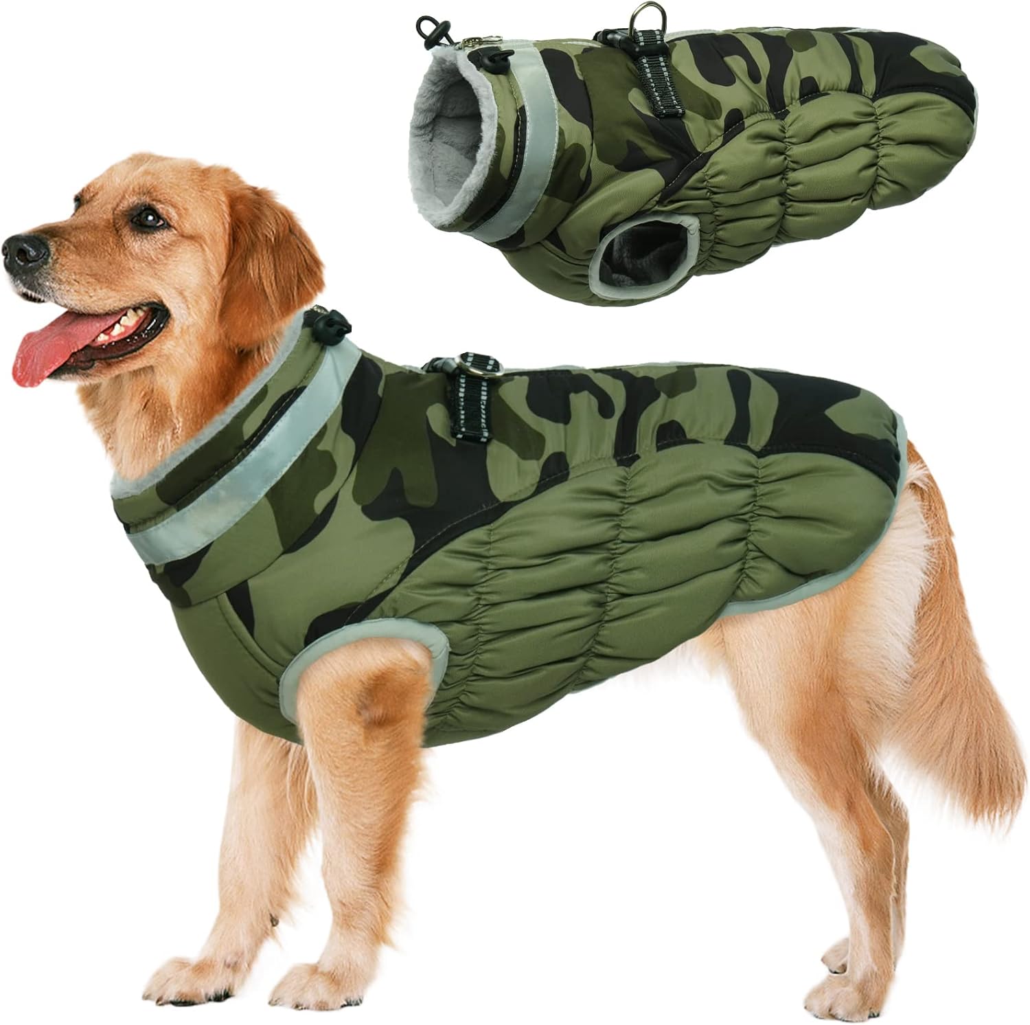 Lelepet Dog Coat Warm Winter Jacket for Large Dogs with Harness