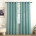 Greyish Blue Linen Curtains for Kitchen W55 x L84 - Semi Sheer Privacy