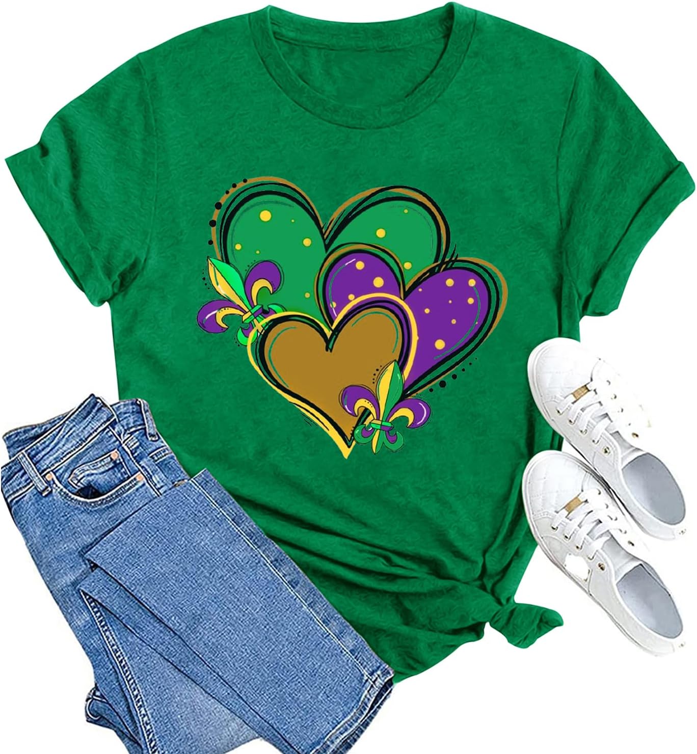 MAIHUN Women's Carnival Heart Tee - Mardi Gras Joy!