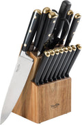 Lockton 16-Piece High Carbon Stainless Steel Knife Block Set - Stylish