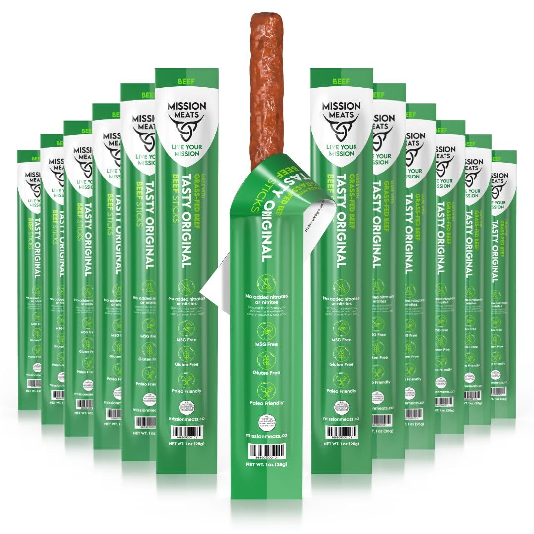 Mission Meats Beef Sticks - Healthy, Gluten Free Snack Pack