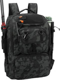 Fishing Tackle Backpack w Rod Holders & Gear Rack - 40L Waterproof