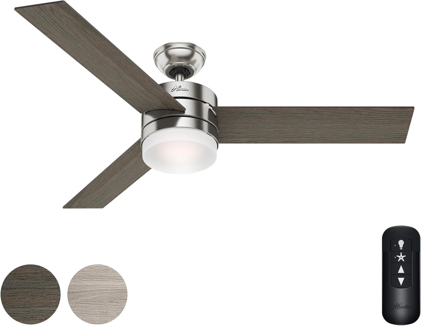 Hunter 54in Contemporary Ceiling Fan with Remote Control Features