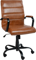LeatherSoft Mid-Back Swivel Desk Chair - Comfortable Office Seating