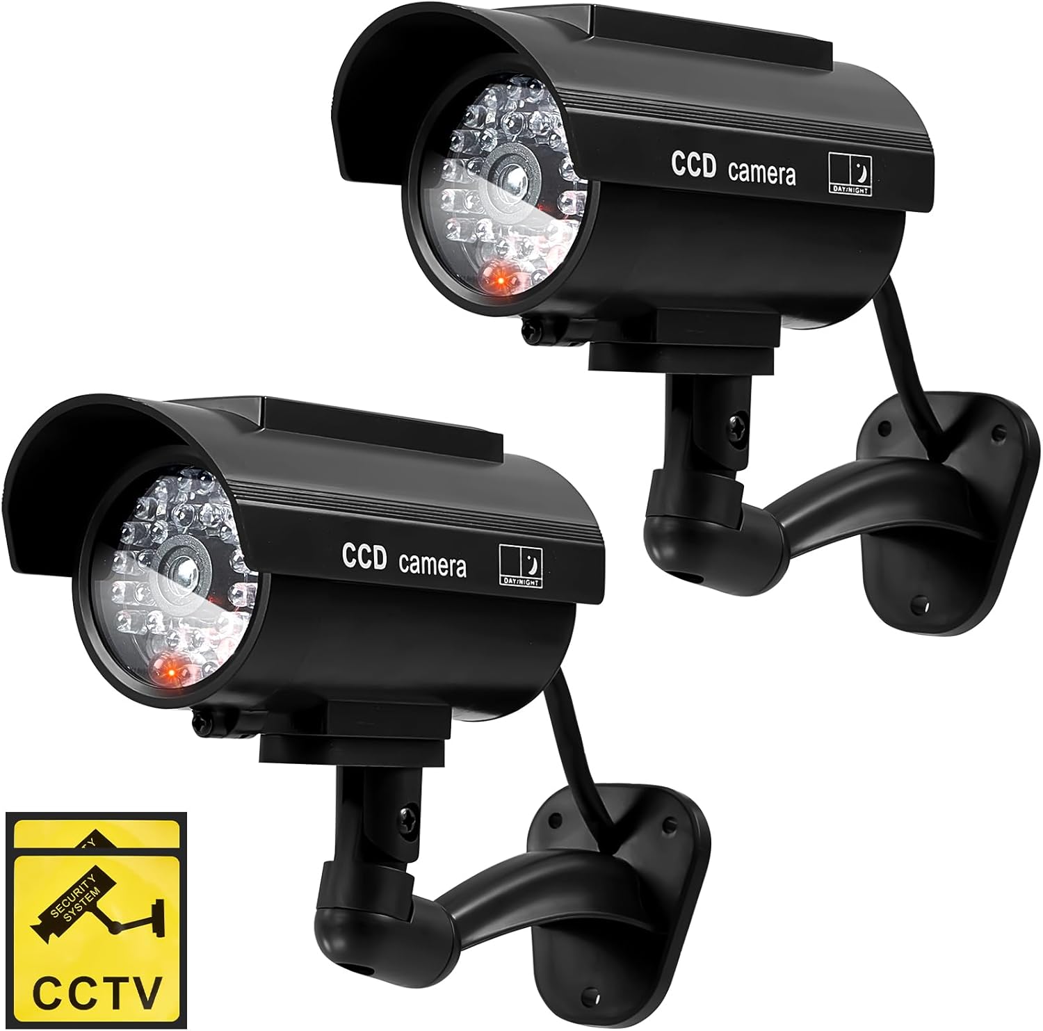 Kanayu 6 Pcs Black Solar Powered Fake Security Cameras for Home
