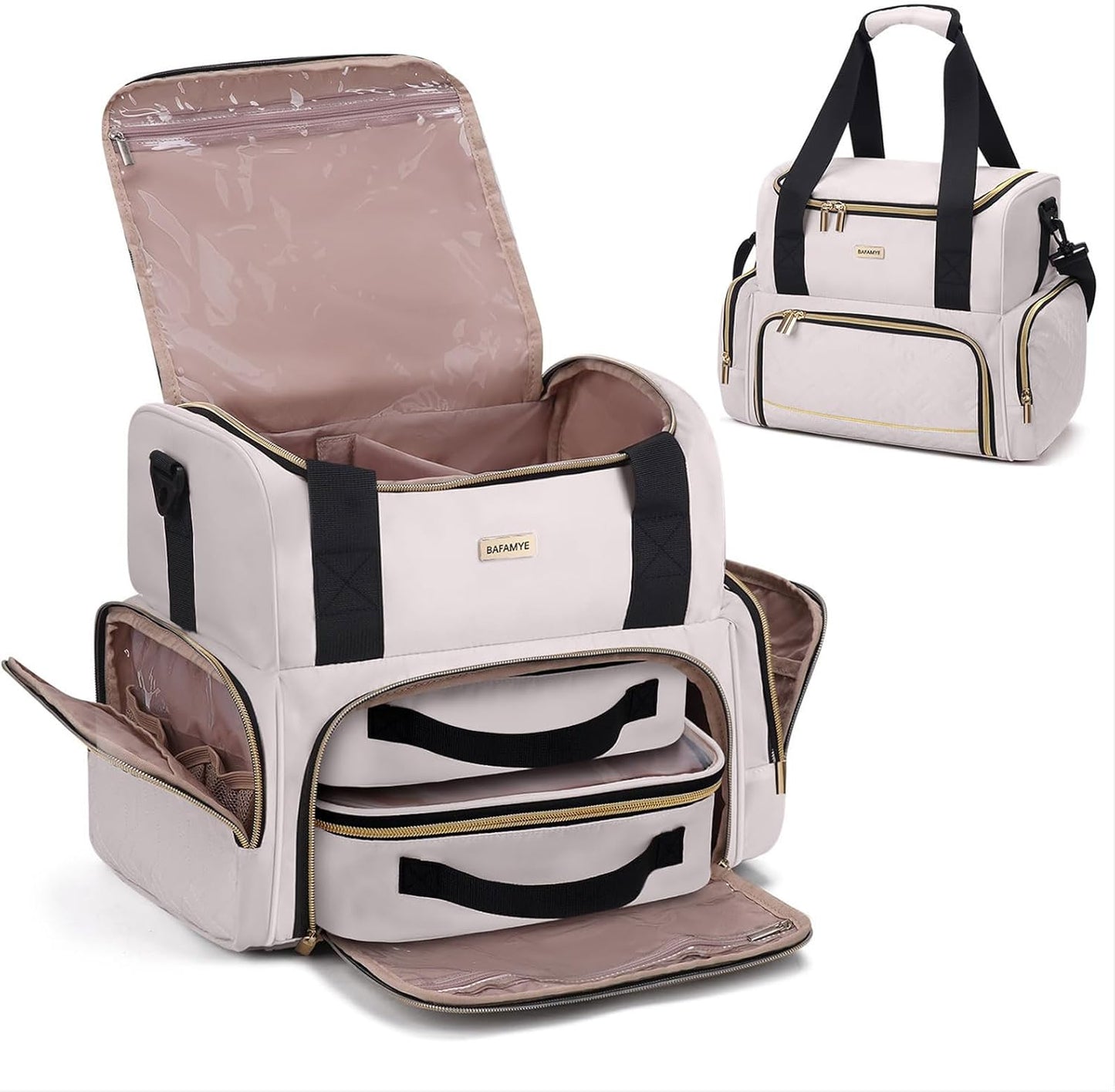 Large Makeup Cosmetic Bag with Removable Cases for Travel