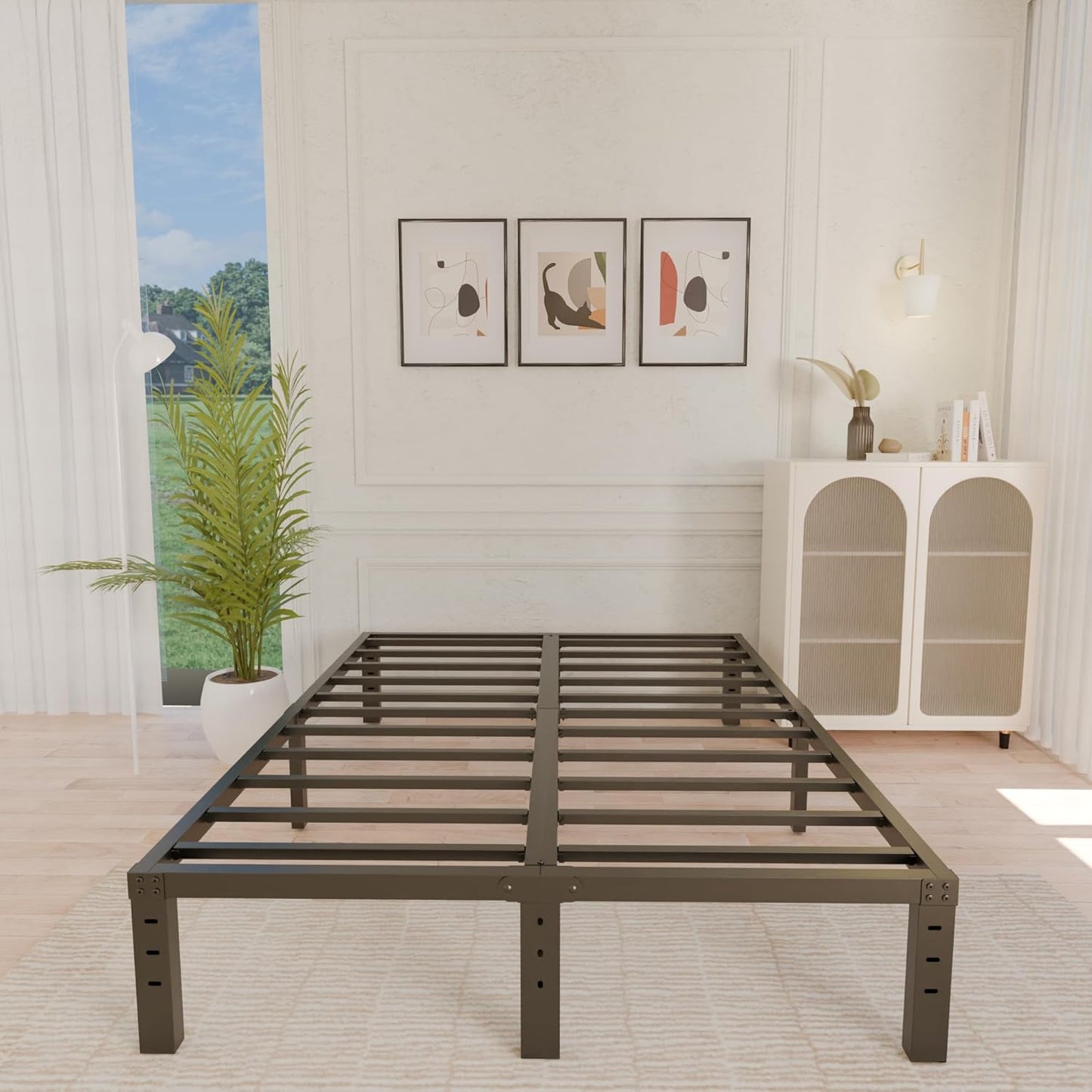 ALDRICH 12 Inch Metal Bed Frame Queen Size for Comfort and Style