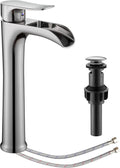 Brushed Nickel Vessel Sink Faucet - Tall Waterfall Single Handle