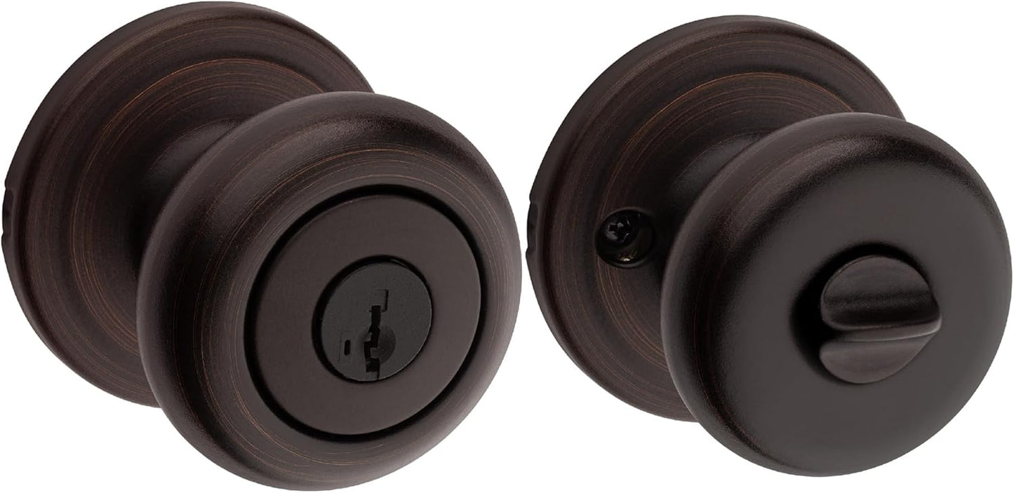 Kwikset Juno Entry Door Knob with Lock and Key for Security