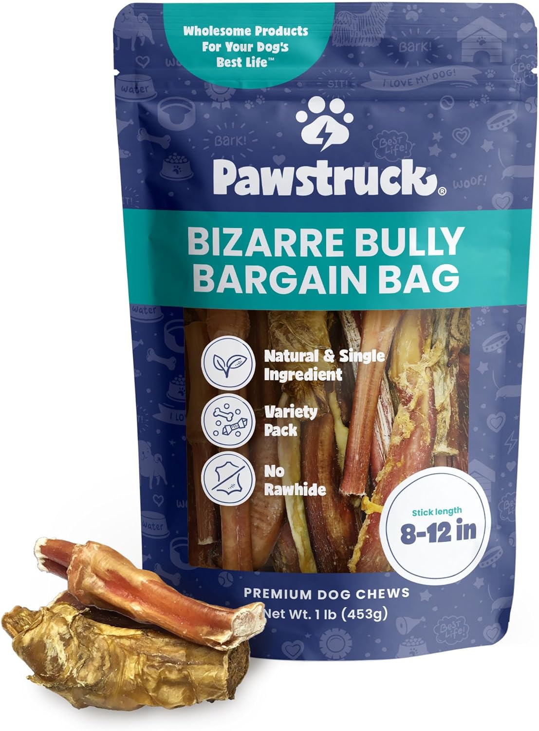 Natural Bizarre Bully Sticks for Dogs - Eco-Friendly Chews