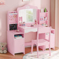 MU Kids Vanity Set with Mirror and Stool for Little Girls