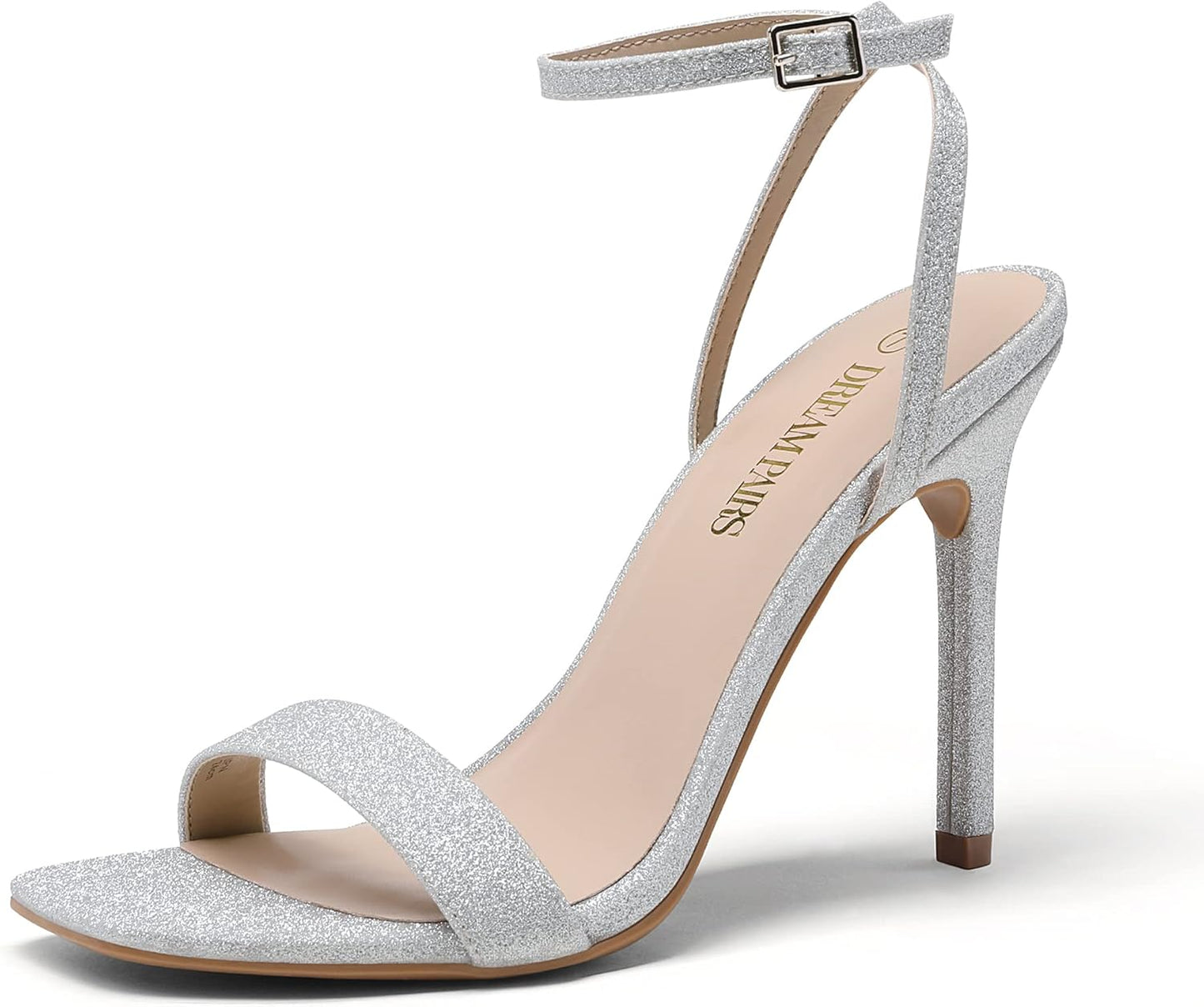 DREAM PAIRS Womens High Stilettos Open Square Toe Ankle Strap Heels
