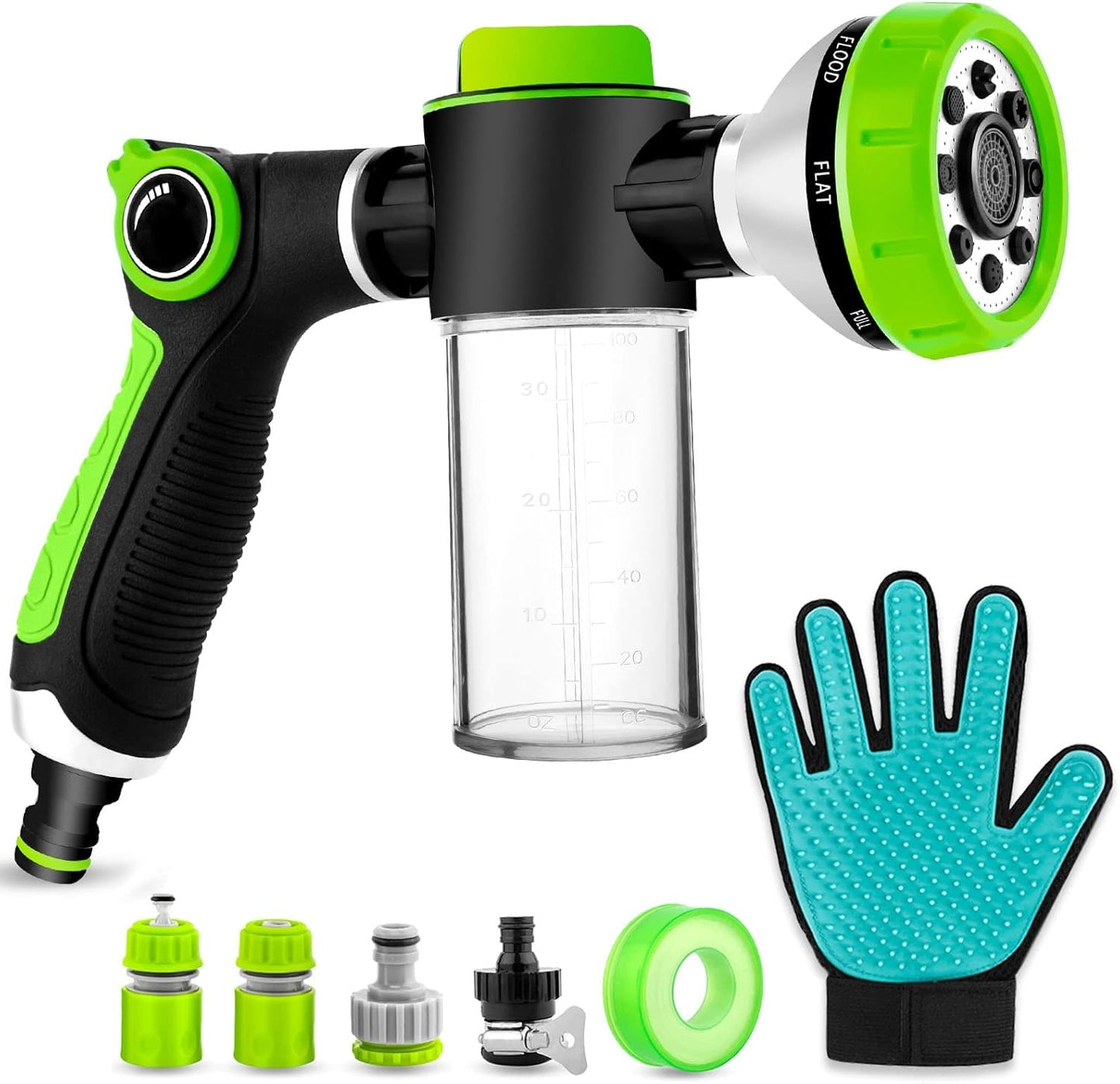 8-in-1 Dog Wash Sprayer + Grooming Glove Set