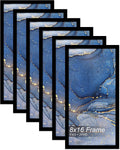 8x16 Picture Frame Set of 6 Black - Lightweight HD Cover Frames
