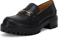 Women's Lug Sole Platform Chunky Heel Loafers - Retro Office Style