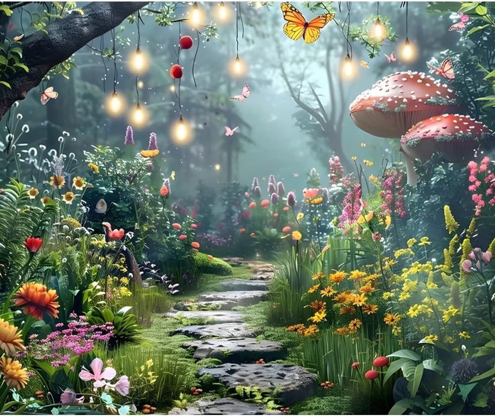 DASHAN 10x8ft Fairy Wonderland Jungle Forest Backdrop for Photos