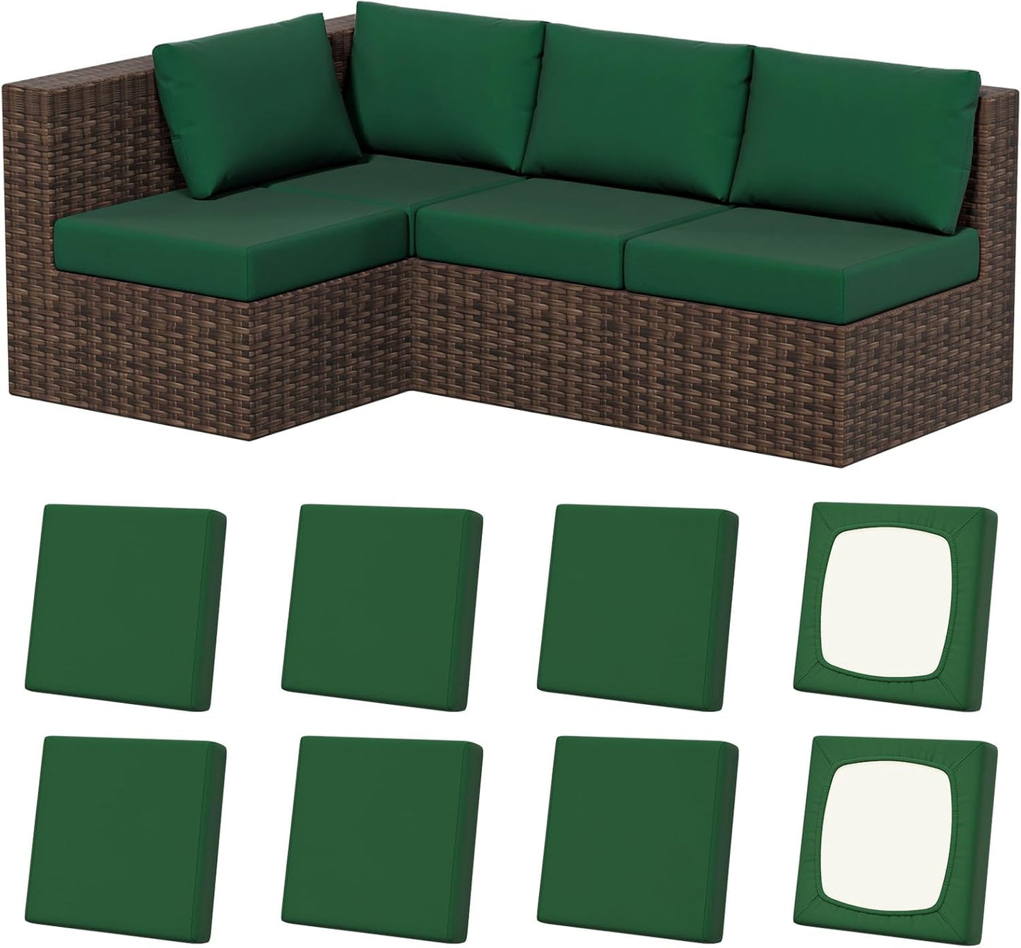 8Pcs Stretch Patio Cushion Covers for Outdoor Furniture Use