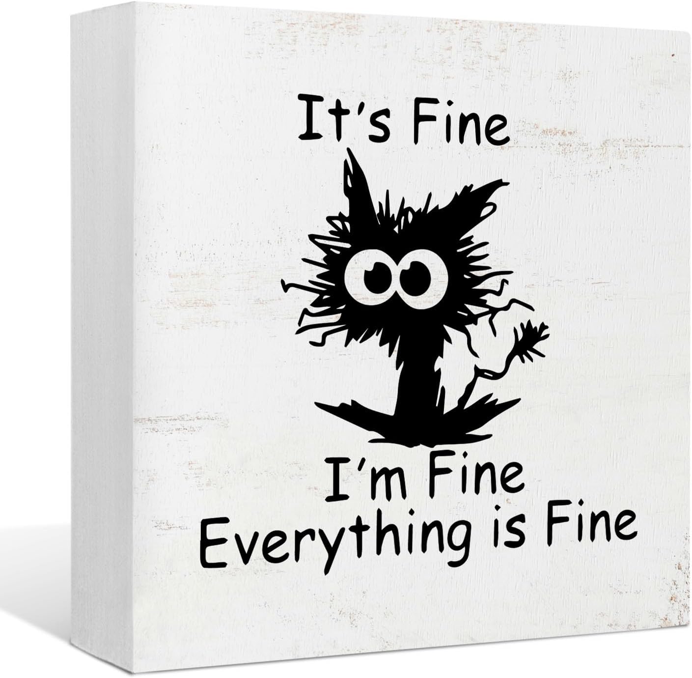 Black Cat Funny Desk Sign - Stay Calm & Laugh On!