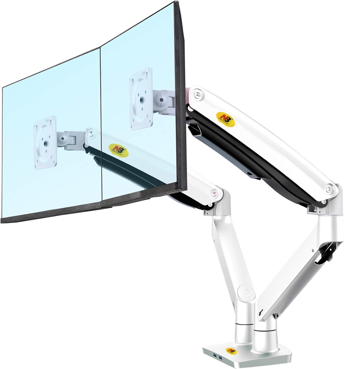 Dual Monitor Desk Mount Stand for 32ft' Screens - Full Motion Arm